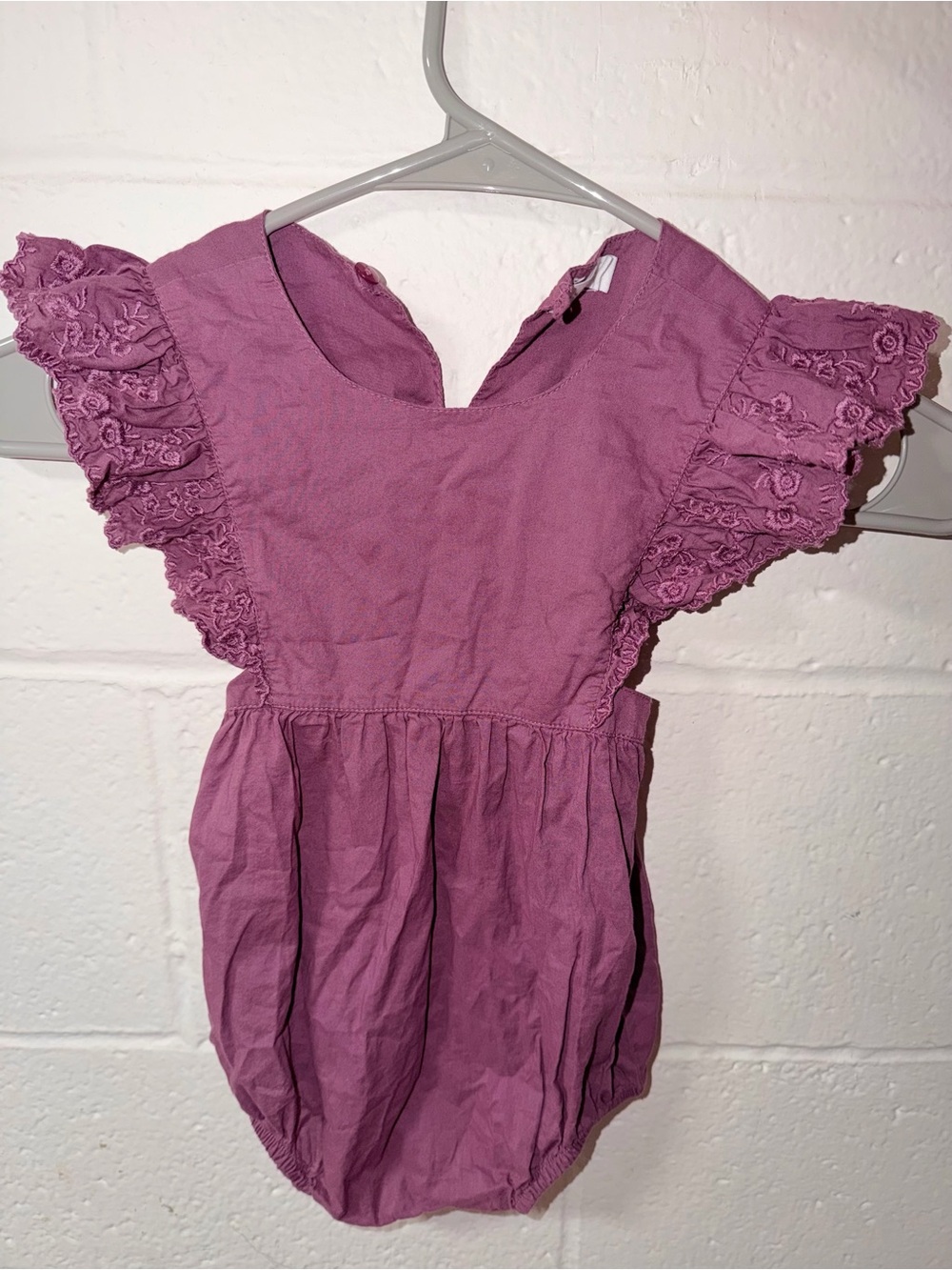 Jamie Kay Mauve Ruffle Sleeve Romper Dress